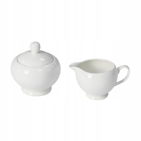 Cukiernica z mlecznikiem biały zestaw z porcelany na prezent do kawy herbaty Livello
