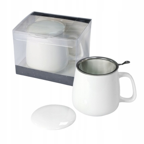 Kubek beczułka zaparzacz sitko livello na prezent biały porcelana do herbaty