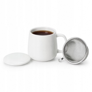 Kubek beczułka zaparzacz sitko livello na prezent biały porcelana do herbaty