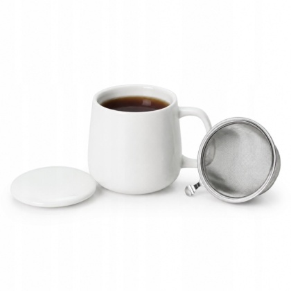 Kubek beczułka zaparzacz sitko livello na prezent biały porcelana do herbaty