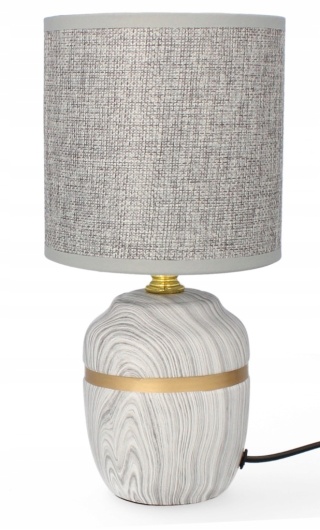 Lampa stołowa szara lampka nocna ceramiczna do sypialni elektryczna z kablem abażur