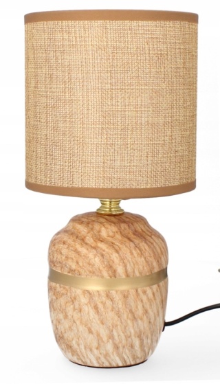 Lampa stołowa lampka nocna brązowa ceramiczna do sypialni elektryczna z kablem abażur
