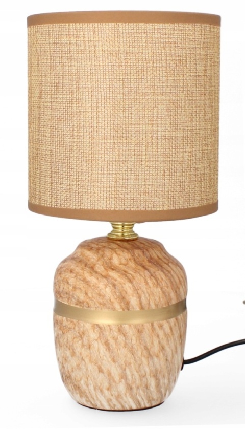 Lampa stołowa lampka nocna brązowa ceramiczna do sypialni elektryczna z kablem abażur
