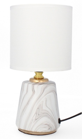Lampka nocna biała lampa stołowa ceramiczna do sypialni elektryczna marmurek glamour