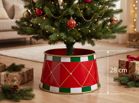 Obudowa stojaka choinki osłona metalowa składana 50 cm świąteczna osłonka kołnierz