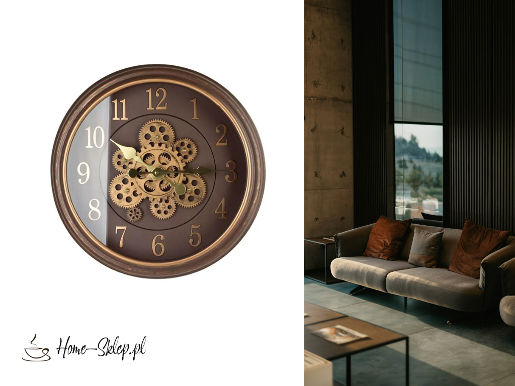Designerski zegar z ruchomym mechanizmem