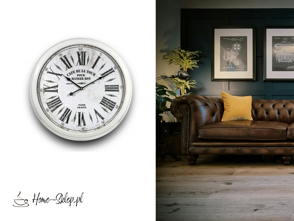 Designerski zegar w stylu vintage