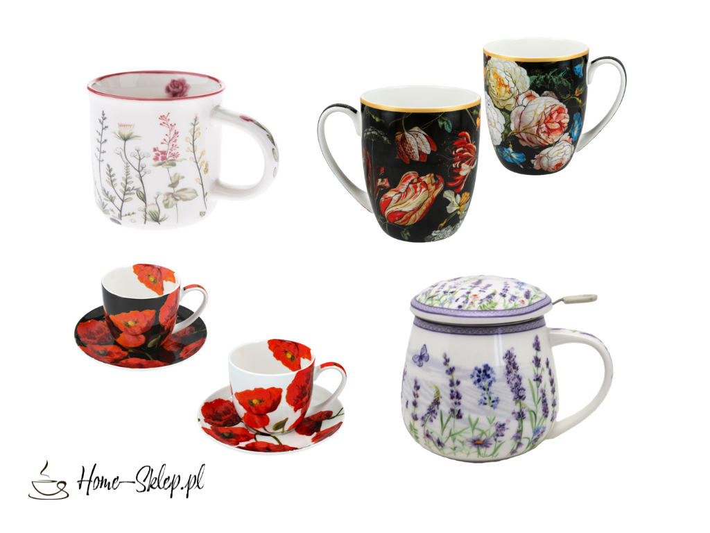 Filiżanki i kubki z motywem kwiatowym dla Babci lub Dziadka